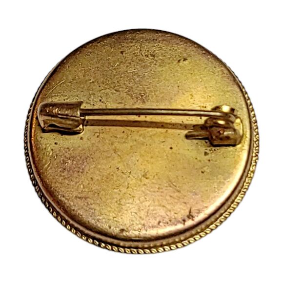 Vintage Antique Micro Mosaic Glass Italy Flower Floral Pin Brooch Roped 1" - Picture 4 of 5